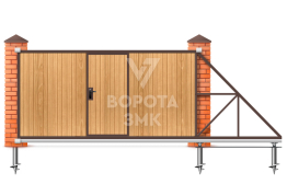 Деревянные раздвижные ворота 2000×2100 ЗМК-7715